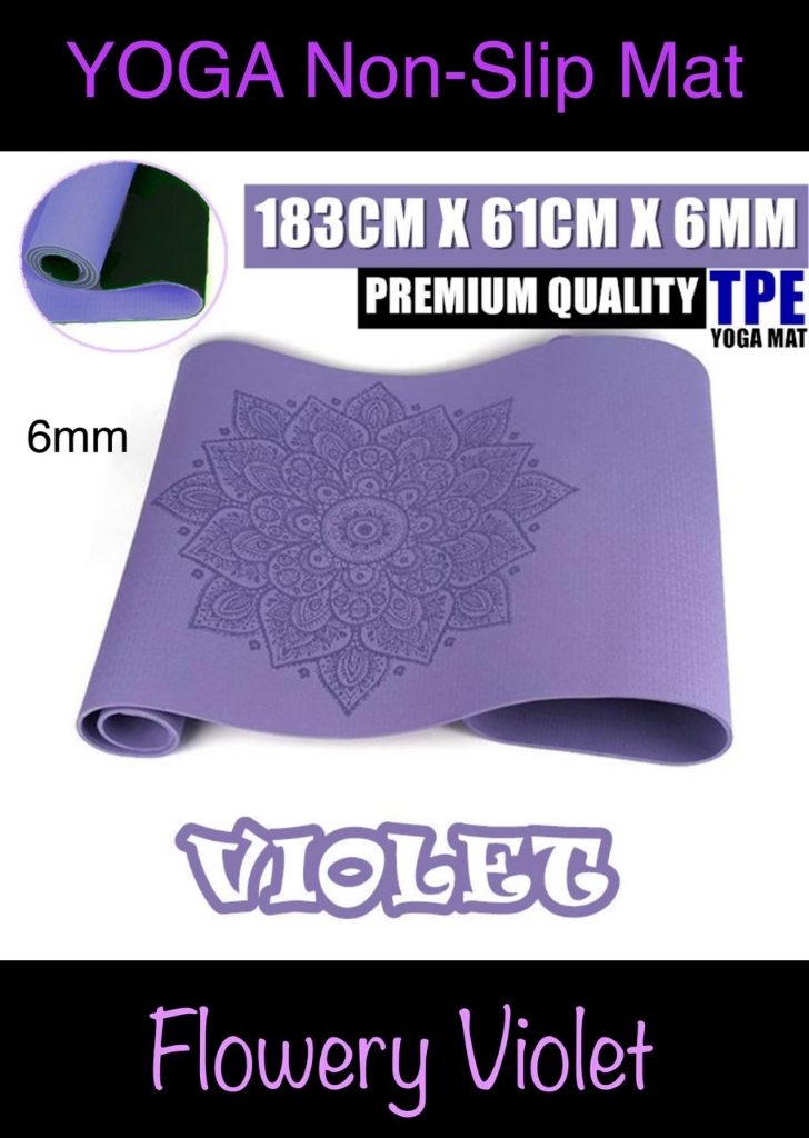 Picture of Yoga Non Slip Mat – FLOWERY VIOLET (6mm)