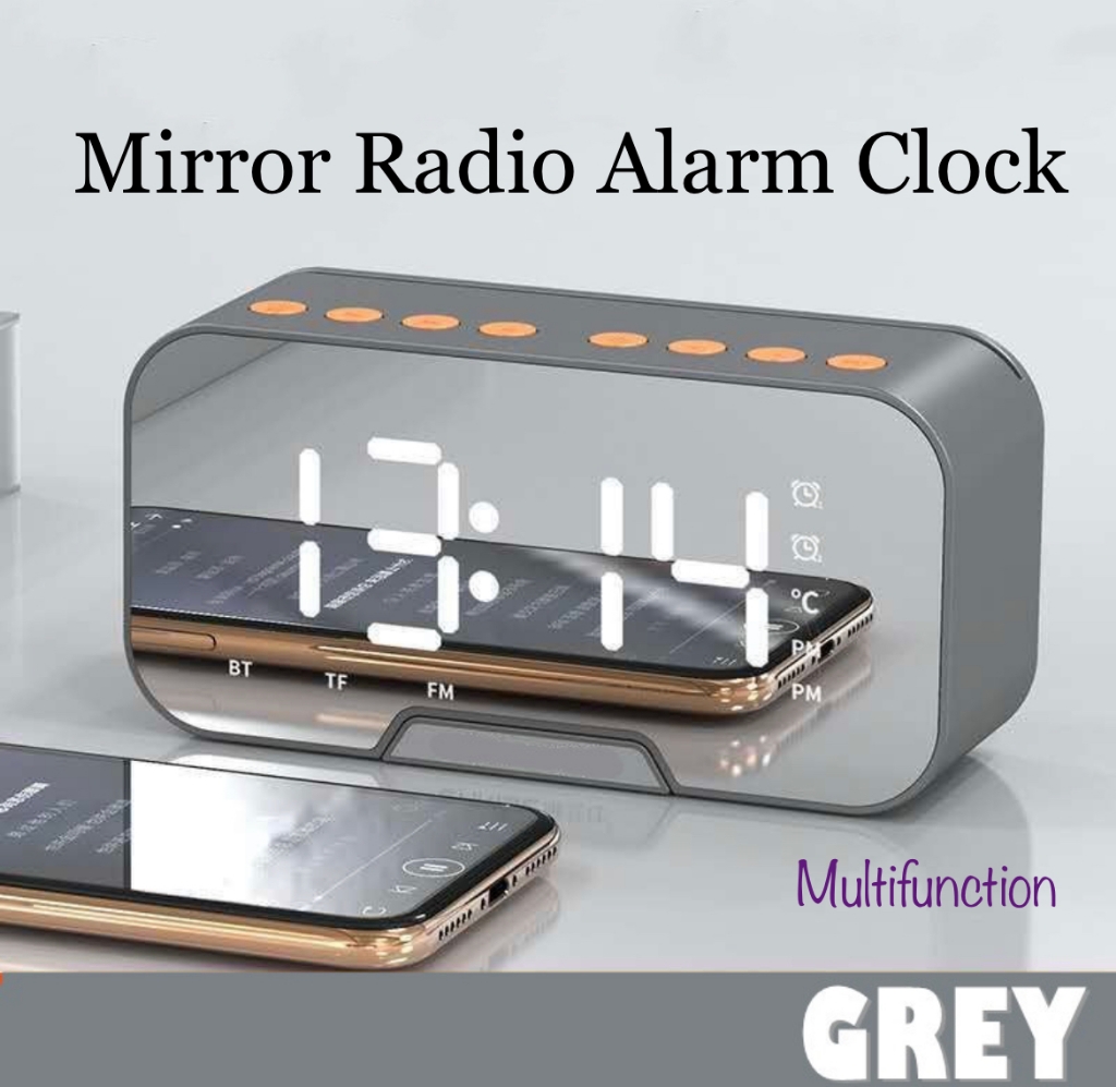 Picture of Mirror Radio Alarm Clock – GREY 